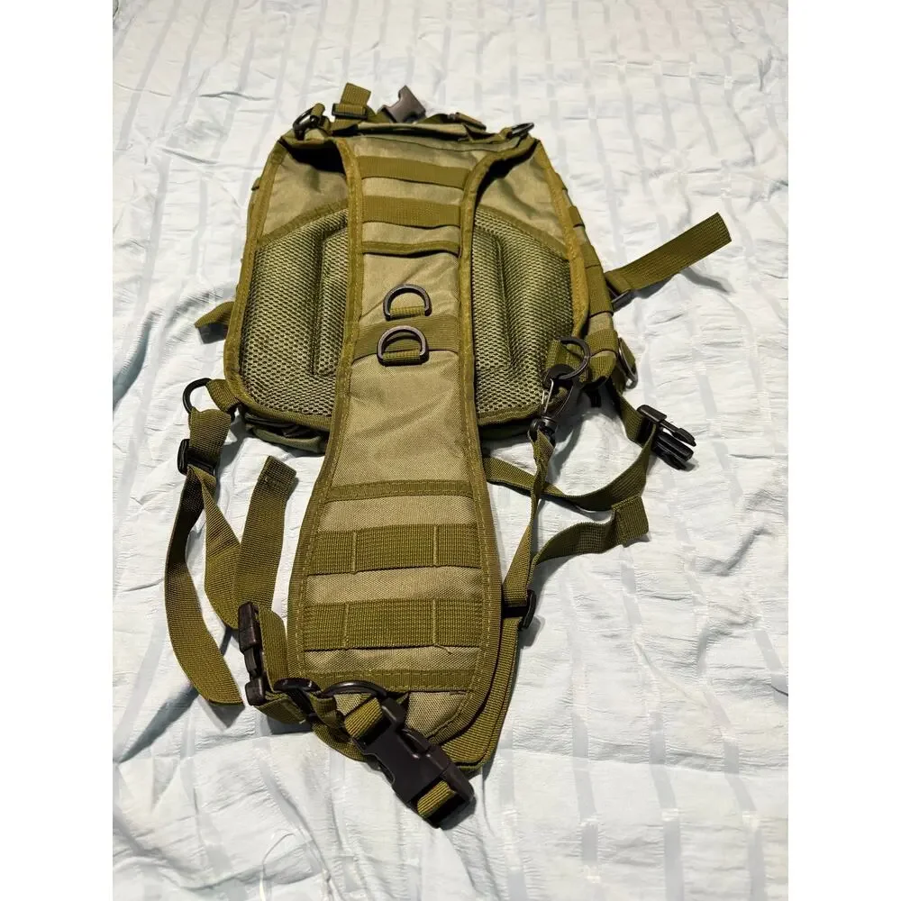 Olive green tactical sling bag, American flag patch, MOLLE webbing,New No Tags